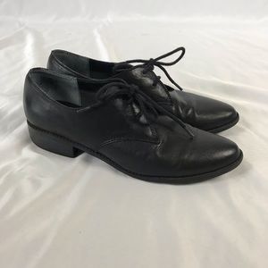 Seychelles Black Leather Oxfords shoes low heel lace up size 9